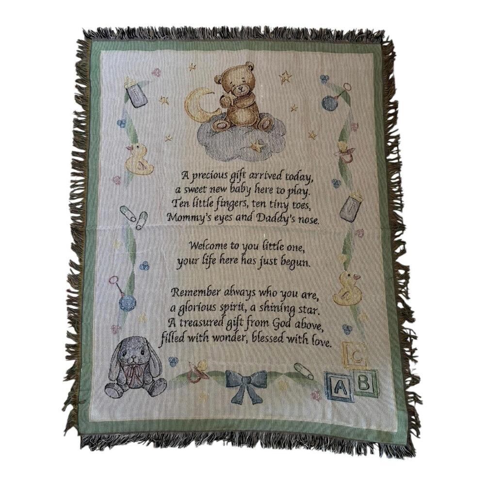 Welcome New Baby Keepsake Tapestry Throw Blanket  Shower Gifts Mother's Day